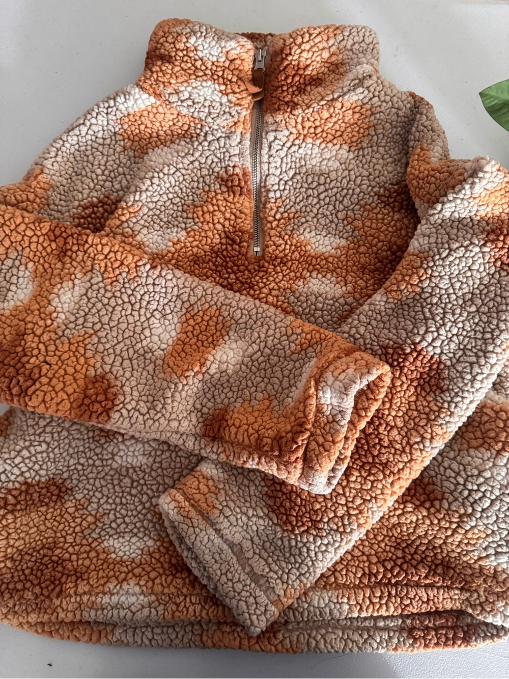 Thread & Supply Orange and Cream Sherpa Half-Zip Pullover